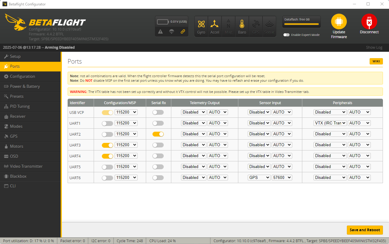 Betaflight Ports Configuration Betaflight Ports Configuration
